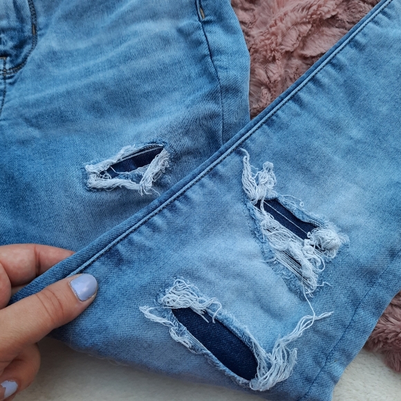 AEO American Eagle Super Hi Rise Jegging Distressed Holes Skinny Jeans 4 Regular - Picture 5 of 9